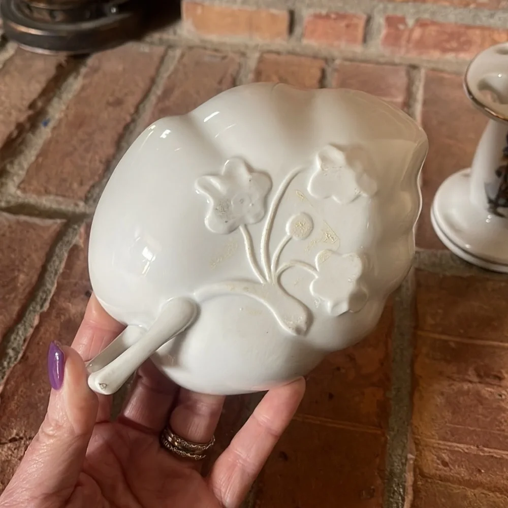 Vtg 1973 Holly Hobbie Porcelain Toothbrush Holder & Trinket Tray/Soap Dish